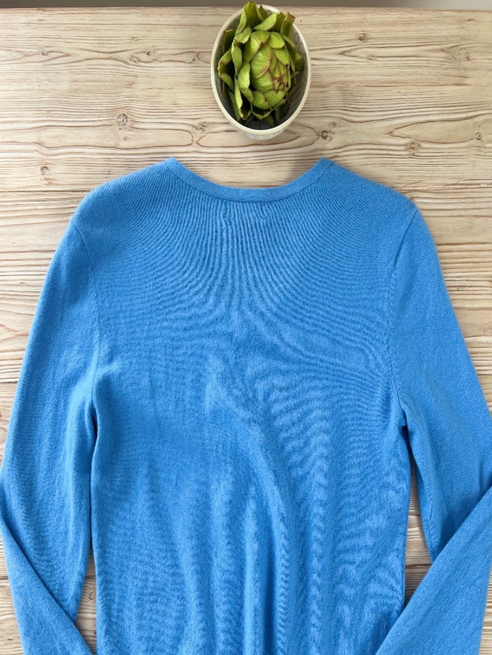 Lands’ End 100% Cashmere V-Neck Sweater Blue Medium - Picture 5 of 6
